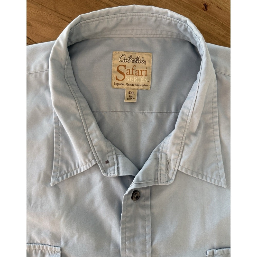 Cabelas Safari Series Shirt Lot, Men's Blue & Tan Short Sleeve Button Up 4XLT - Picture 8 of 16